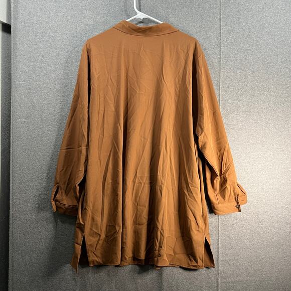 Susan Graver Regular Stretch Woven Button Front Duste Toffee Size 1X - Picture 2 of 12